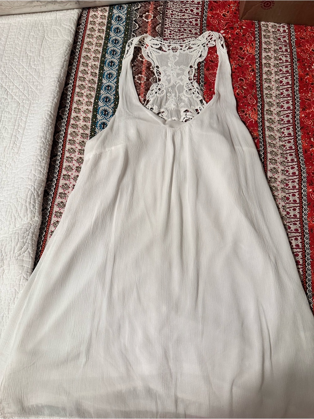 Altar'd State Off White Lace Yoke Women's Top - Large